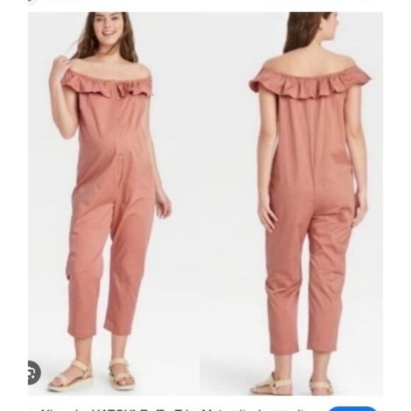 Hatch The Nines Jumpsuit Rust Pink Cotton Blend Size medium maternity new - Picture 6 of 6